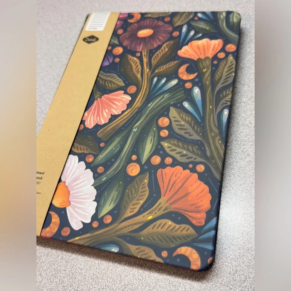 Denik Nightsky Floral Debossed Journal Notebook - faux leather luxury soft touch